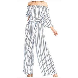 Flying Tomato Off-The-Shoulder Wide Leg Jumpsuit